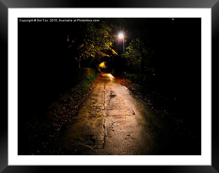  a country walk at night Framed Mounted Print by Derrick Fox Lomax