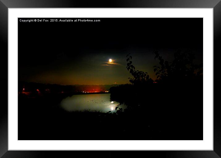  lake and moon Framed Mounted Print by Derrick Fox Lomax