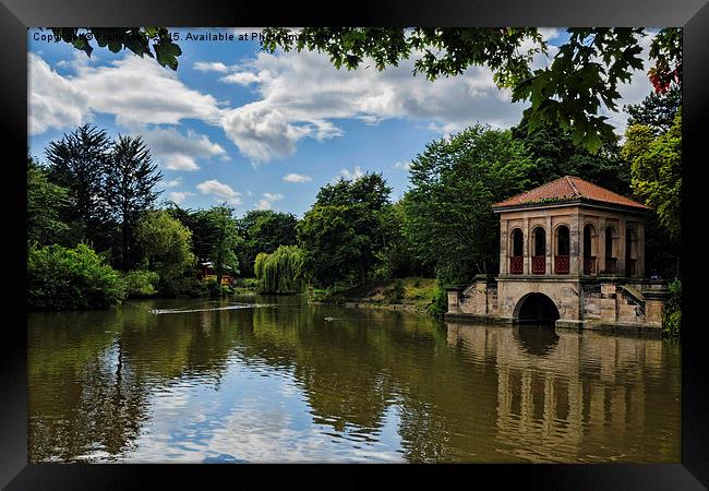  Birkenhead Park Boathouse & Swiss bridge Framed Print by Frank Irwin