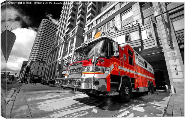  Boston Fire Truck  Canvas Print by Rob Hawkins