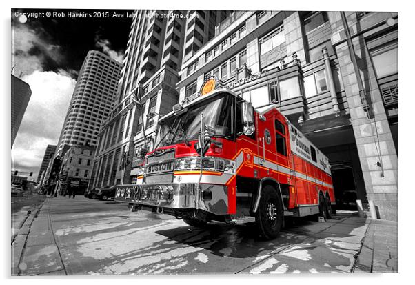  Boston Fire Truck  Acrylic by Rob Hawkins
