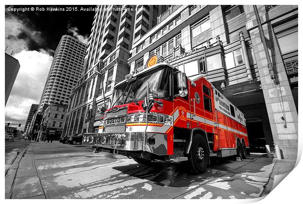  Boston Fire Truck  Print by Rob Hawkins