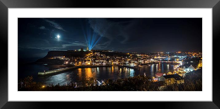 Whitby at Night Panoramic Framed Mounted Print by Dave Hudspeth Landscape Photography