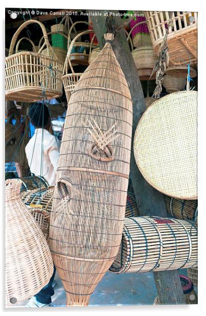 Cambodian Fish Traps at a market Acrylic by Dave Carroll