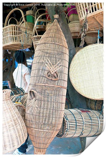 Cambodian Fish Traps at a market Print by Dave Carroll