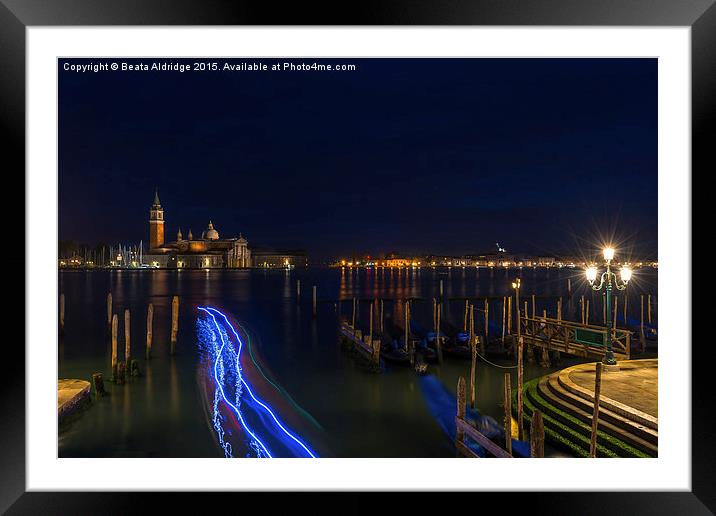 Venice at night Framed Mounted Print by Beata Aldridge