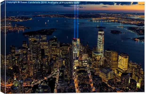 NYC 911 Tribute In Lights Canvas Print by Susan Candelario
