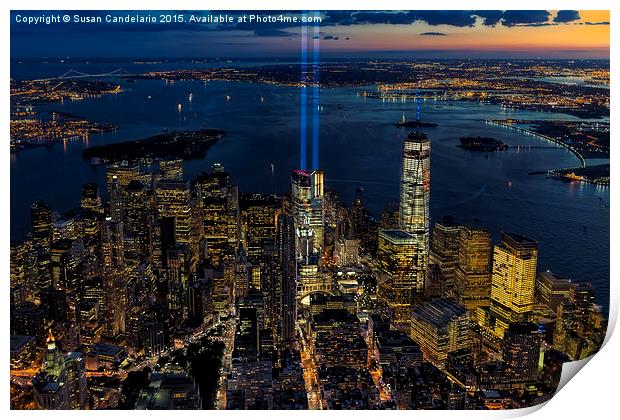 NYC 911 Tribute In Lights Print by Susan Candelario
