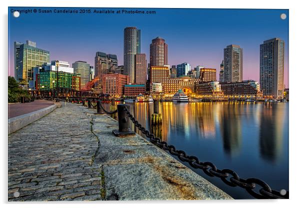 Boston Skyline Dawn Acrylic by Susan Candelario