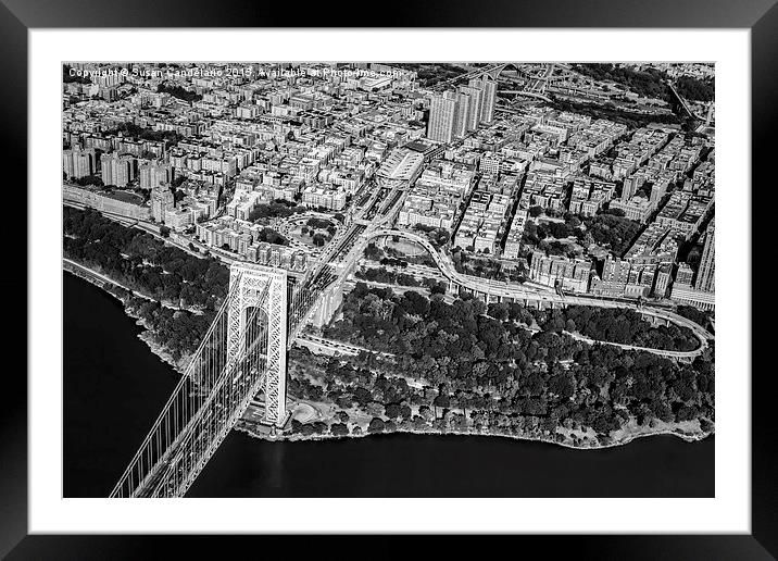 George Washington Bridge Upper Manhattan BW Framed Mounted Print by Susan Candelario