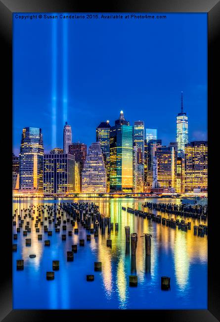 Manhattan NYC 911 Tribute Framed Print by Susan Candelario