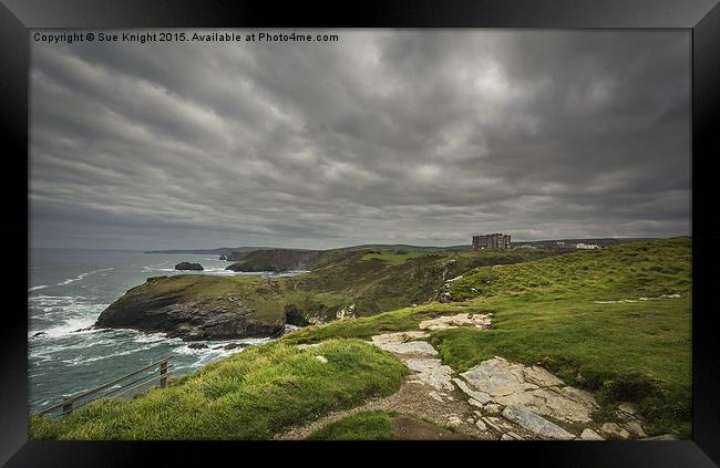  Stormy skies at Tintagel,Cornwall Framed Print by Sue Knight
