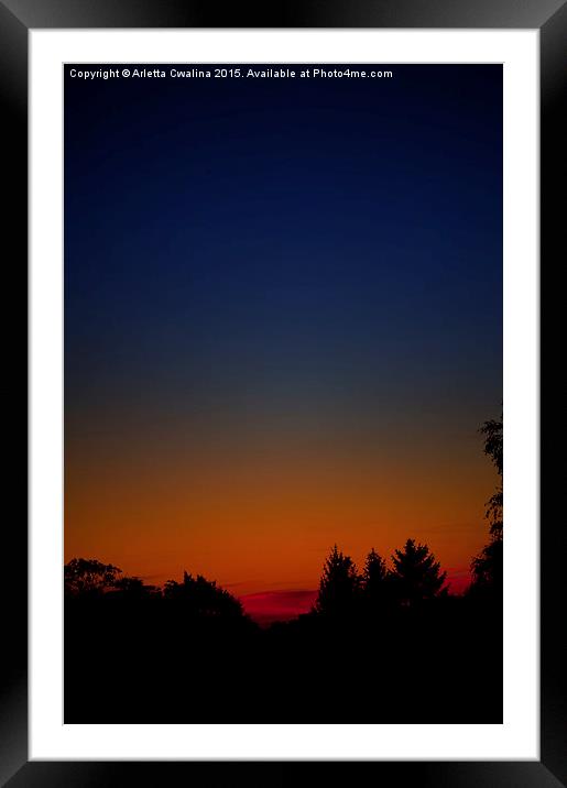Calming red dusk sky Framed Mounted Print by Arletta Cwalina