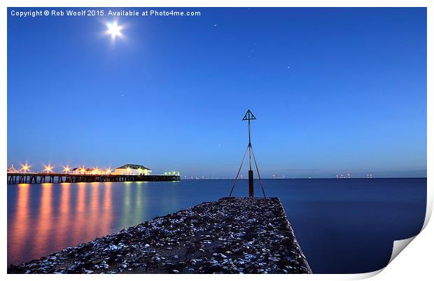  Clacton Pier reflections Print by Rob Woolf