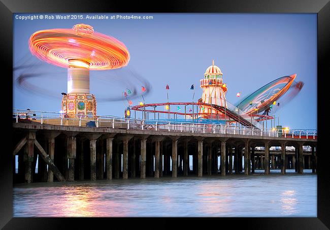  Clacton on Sea Pier rides Framed Print by Rob Woolf