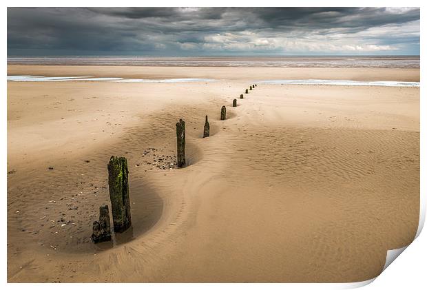  Brancaster Beach with stumps Print by Stephen Mole