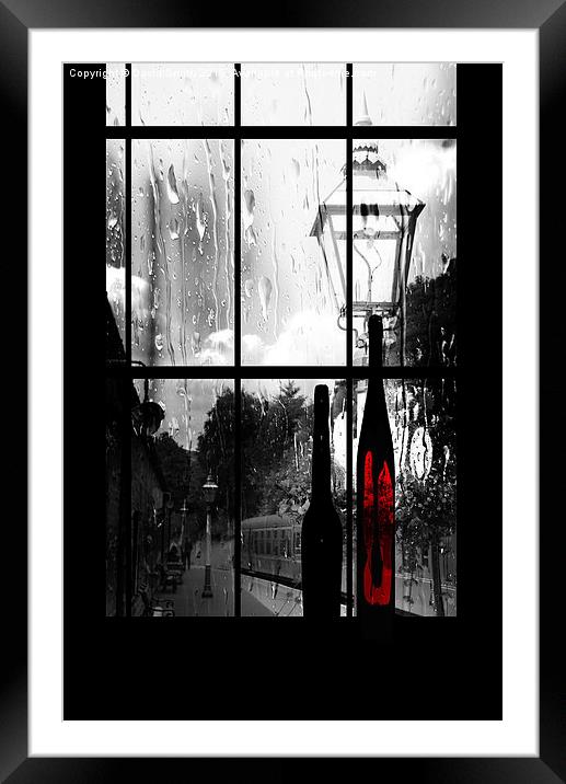 train through a rainy window Framed Mounted Print by David Smith