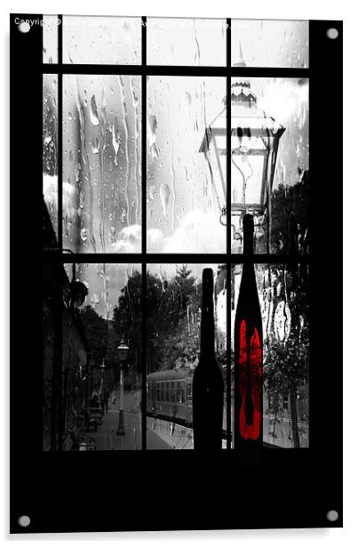 train through a rainy window Acrylic by David Smith