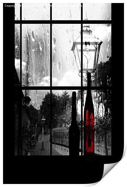 train through a rainy window Print by David Smith