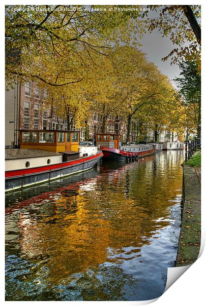  Amsterdam Waterway In Autumn Print by David Birchall