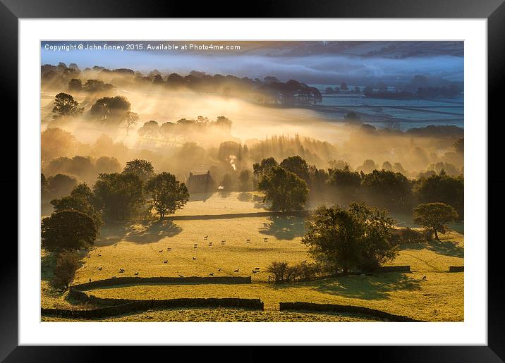 Edale valley sunrise, Peak District, Derbyshire, E Framed Mounted Print by John Finney