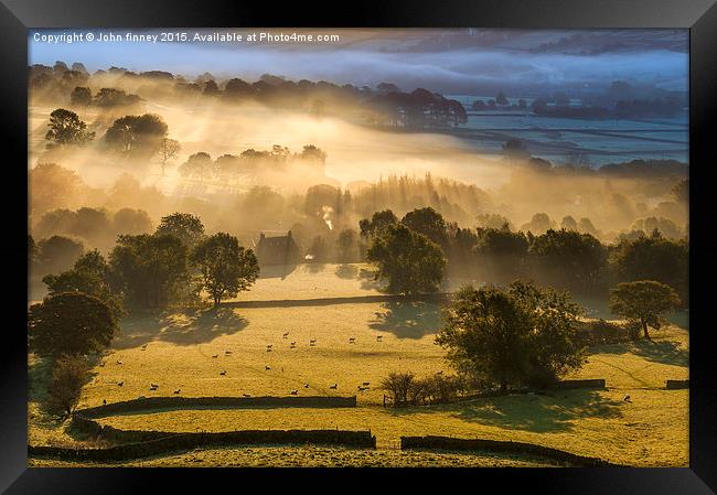Edale valley sunrise, Peak District, Derbyshire, E Framed Print by John Finney
