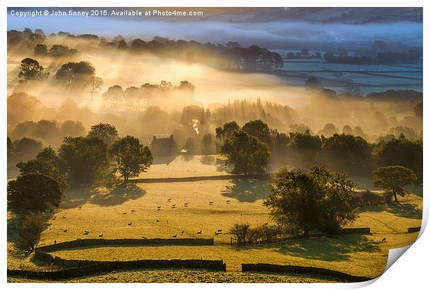 Edale valley sunrise, Peak District, Derbyshire, E Print by John Finney