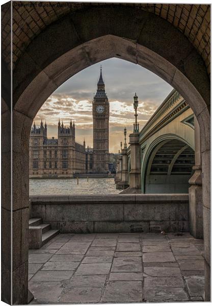 Big Ben at 6:16pm, Houses of Parliament, London Canvas Print by John Ealing
