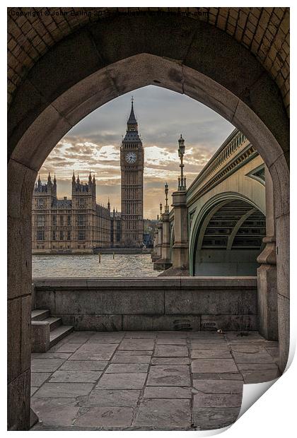 Big Ben at 6:16pm, Houses of Parliament, London Print by John Ealing