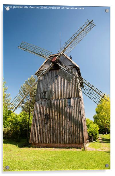 Wooden old windmill house Acrylic by Arletta Cwalina
