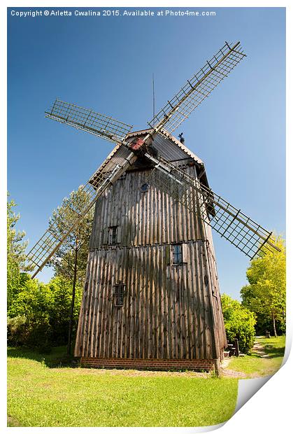Wooden old windmill house Print by Arletta Cwalina