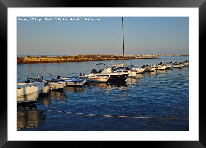 Boats at Sunset in Fuzeta  Framed Mounted Print by Angelo DeVal