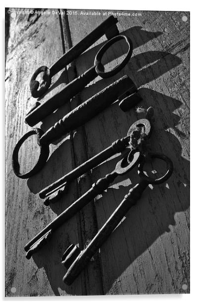 Key Line. Antique skeleton keys  Acrylic by Angelo DeVal