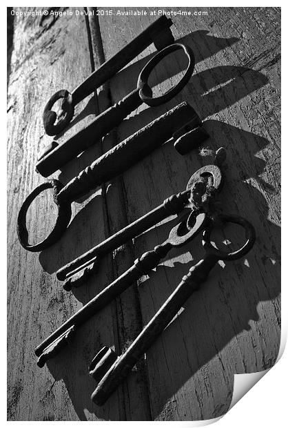 Key Line. Antique skeleton keys  Print by Angelo DeVal