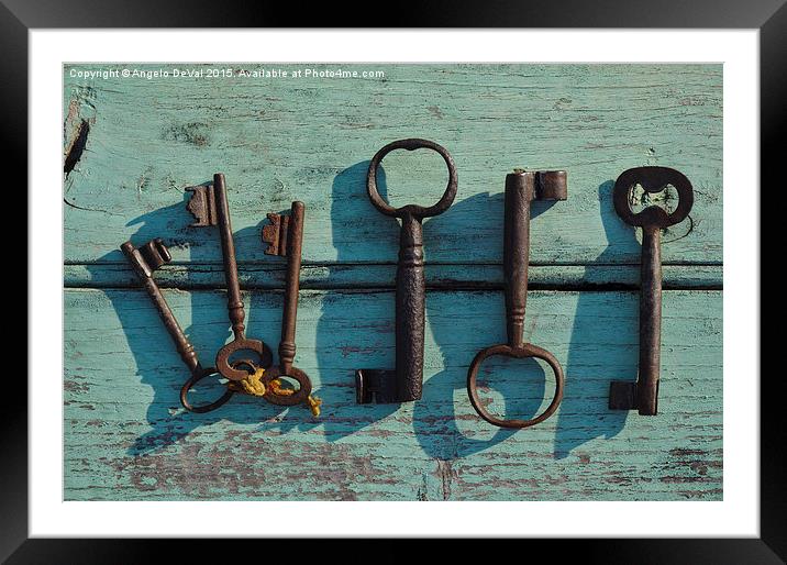 To Unlock. Antique skeleton keys  Framed Mounted Print by Angelo DeVal