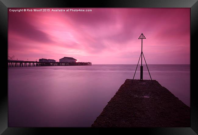  Clacton Pier Sunrise Framed Print by Rob Woolf