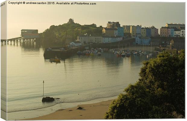  SUN RISE TENBY Canvas Print by andrew saxton