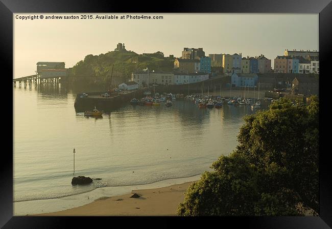  SUN RISE TENBY Framed Print by andrew saxton