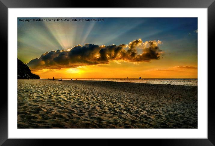 Sunset Puka Beach Boracay Philippines Framed Mounted Print by Adrian Evans