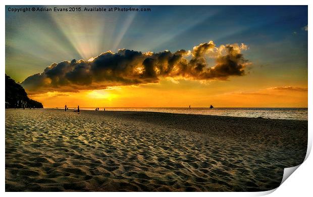 Sunset Puka Beach Boracay Philippines Print by Adrian Evans