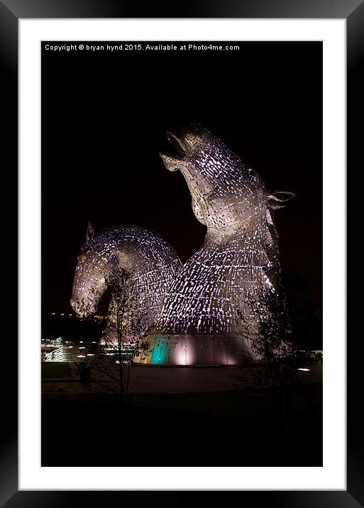  Kelpies by night Framed Mounted Print by bryan hynd