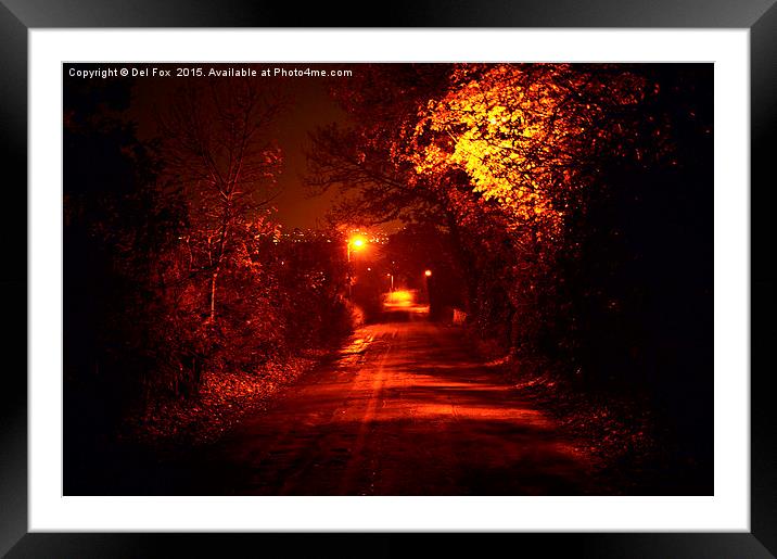  country lane at night Framed Mounted Print by Derrick Fox Lomax