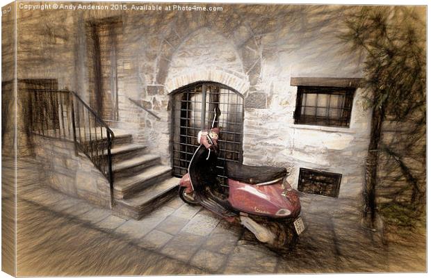 Artistic Italian Street with Vespa Scooter Canvas Print by Andy Anderson
