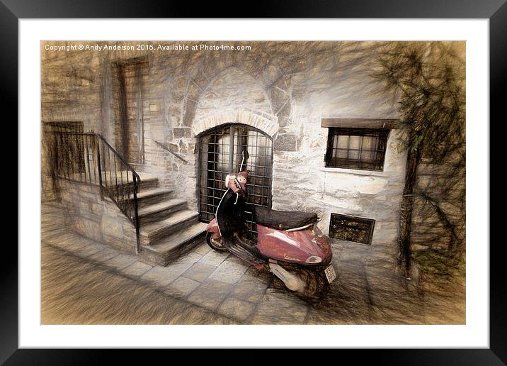  Artistic Italian Street with Vespa Scooter Framed Mounted Print by Andy Anderson