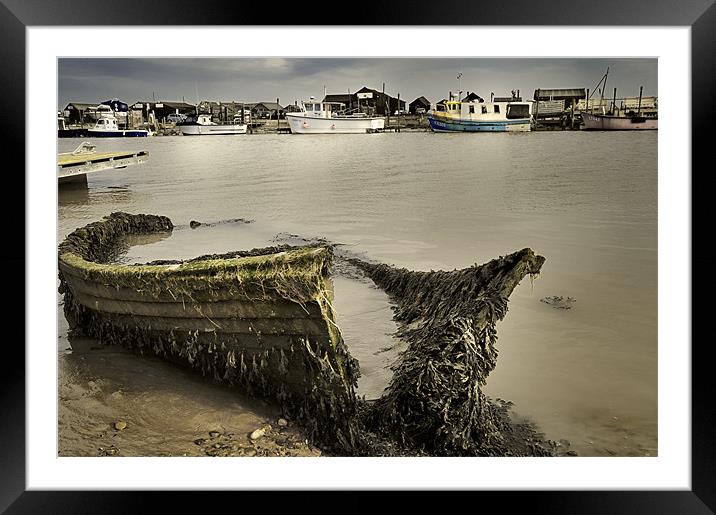 An old boat on the River Blyth facing Southwold Framed Mounted Print by Stephen Mole