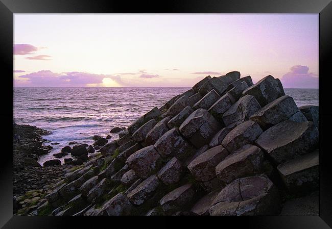 Giants Causeway at dusk Framed Print by Ian Middleton