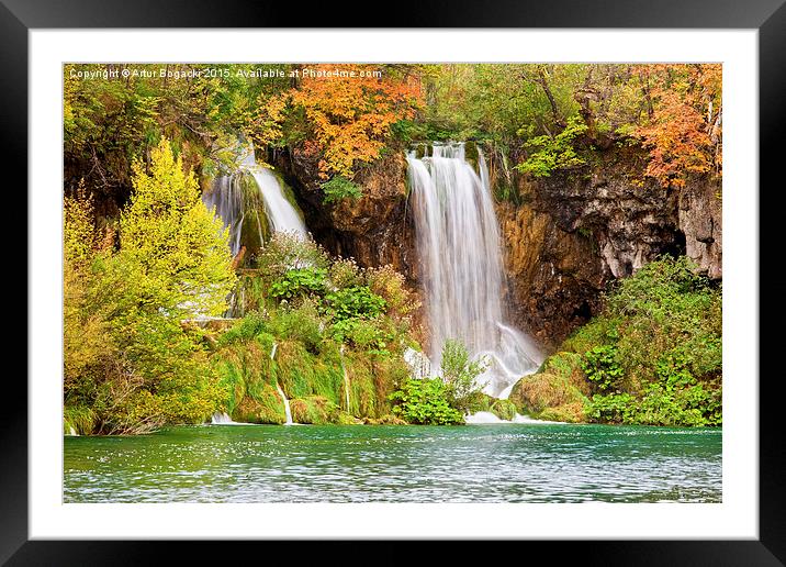 Waterfalls in Autumn Scenery Framed Mounted Print by Artur Bogacki