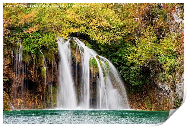 Fall Waterfall Print by Artur Bogacki