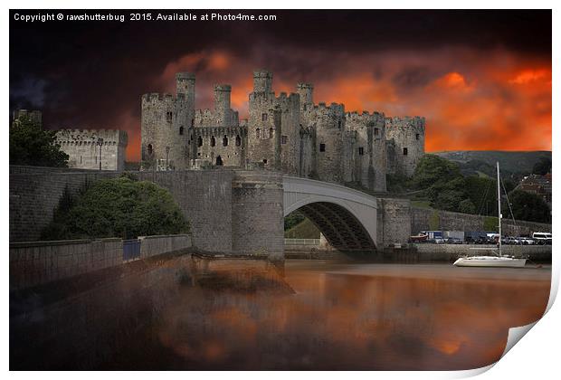 Dramatic Sky Over Castell Conwy Print by rawshutterbug 