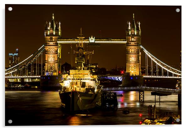  HMS Belfast by Tower Bridge Acrylic by Ian Danbury